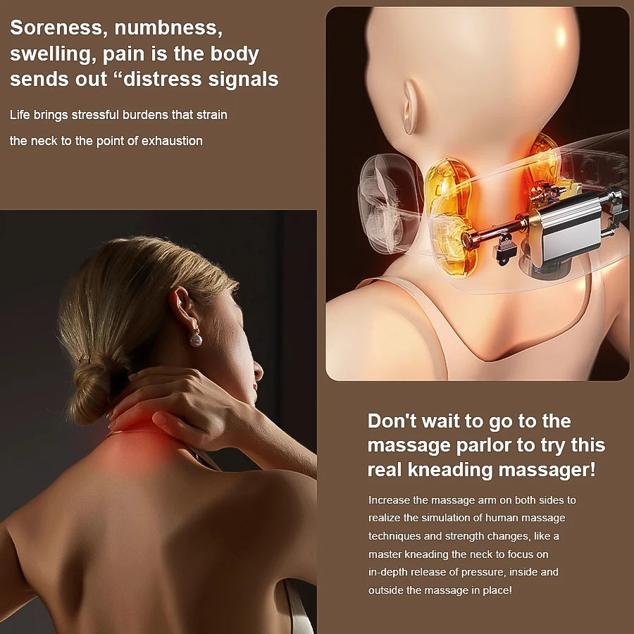 2025 Upgraded Wireless Neck and Shoulder Massager with Multiple Gears Hot Compress Function Simulated Finger Kneading Deep Relaxation for Trapezius Muscles Soreness Relief for Waist Arms and Legs