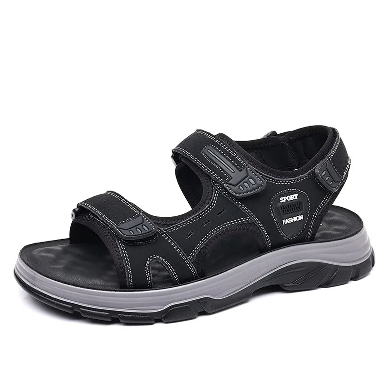 2024 New Cowhide Men's Sandals Summer Outdoor Non Slip Hiking Trekking Shoes Casual Beach Slippers