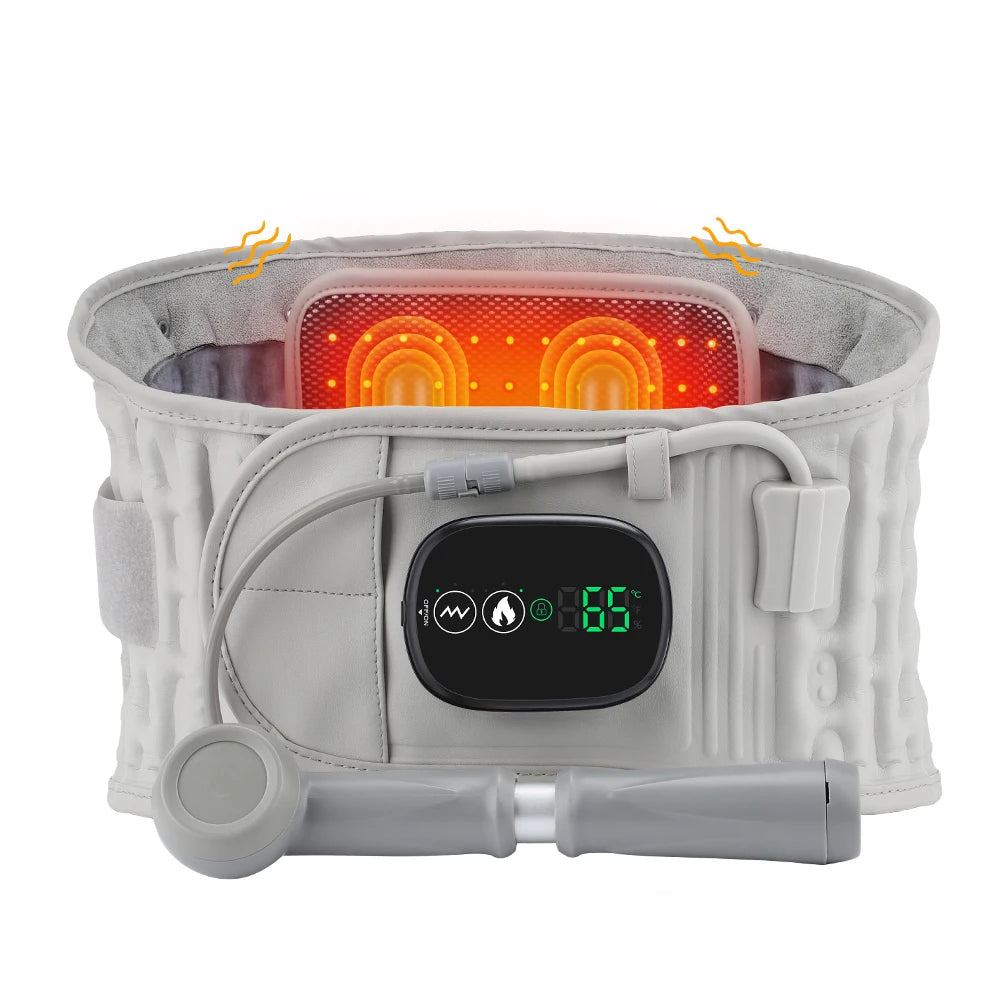 Heating Waist Vibration Massager LED Inflatable Airbag Belt with Air Pump Heated Back Protector Waist Muscle Relaxer Warmer