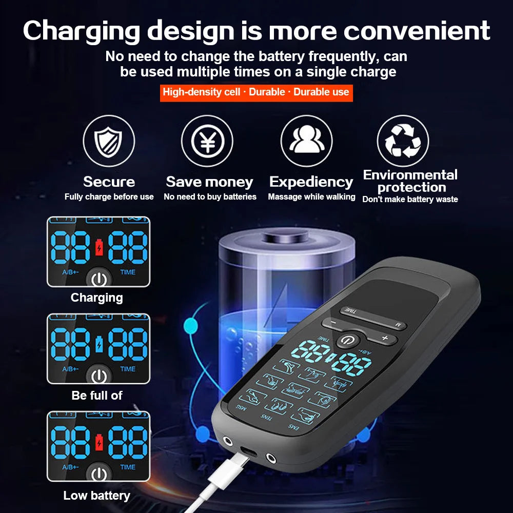 Upgrade Electric Pulse Massager TENS Unit Muscle Stimulator Therapy Pain Relief Device
