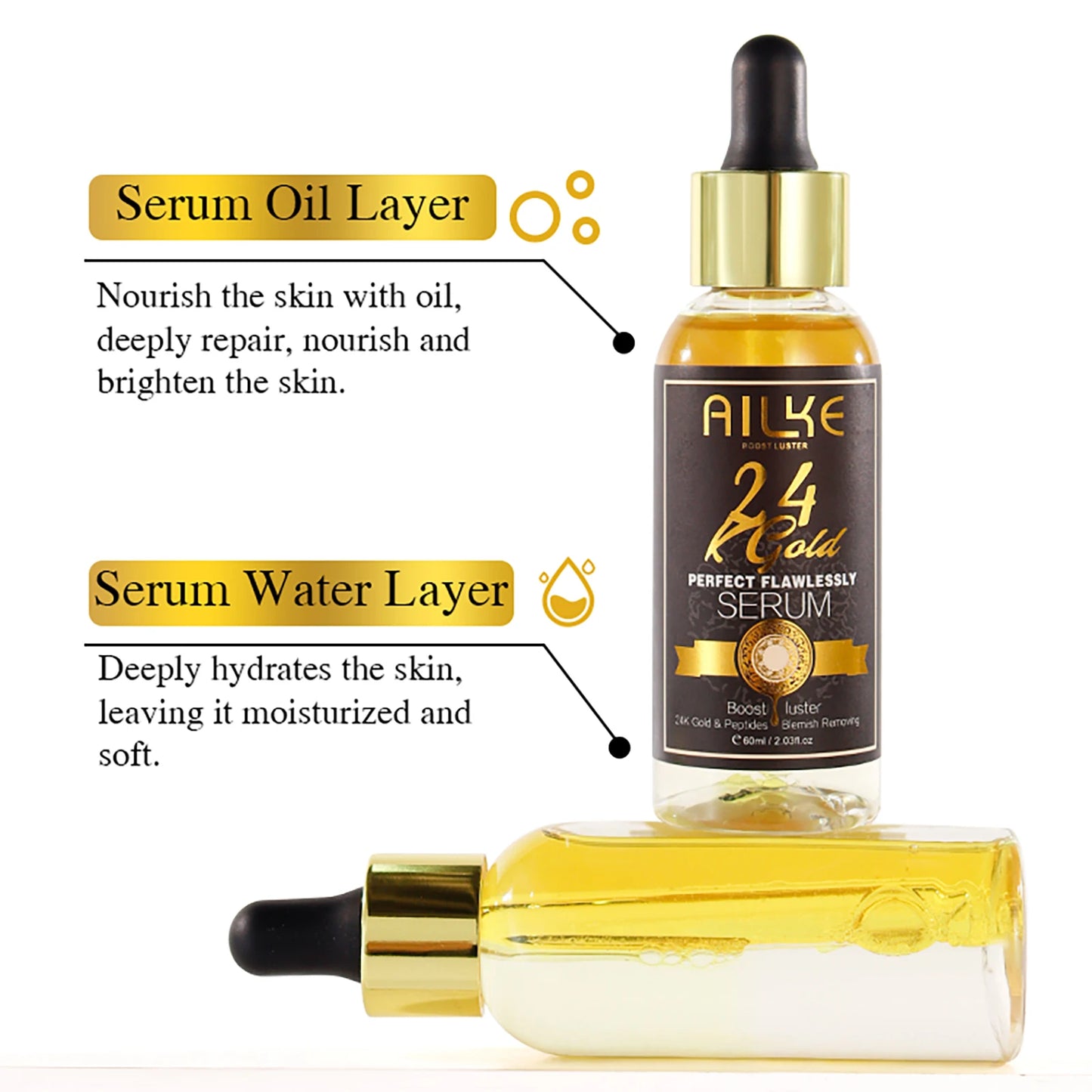 AILKE 24K Gold Perfect Flawlessly Whitening Set, Reduce Dark, Black Spots, Clean Skin, Moisturizing, Exfoliate, For Women, Men