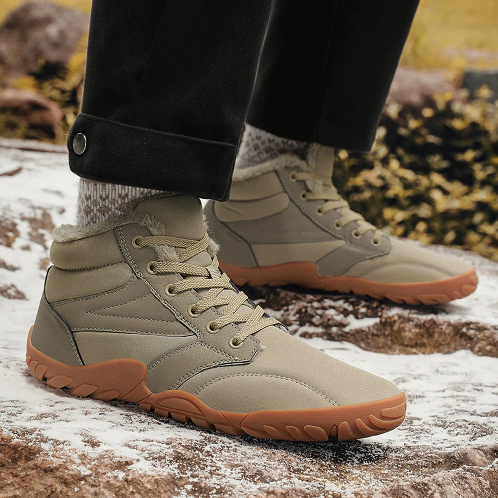 Winter Snow Boots Minimalist Running Sneakers Non Slip Casual Barefoot Shoes Waterproof High Top for Travel Climbing Hiking