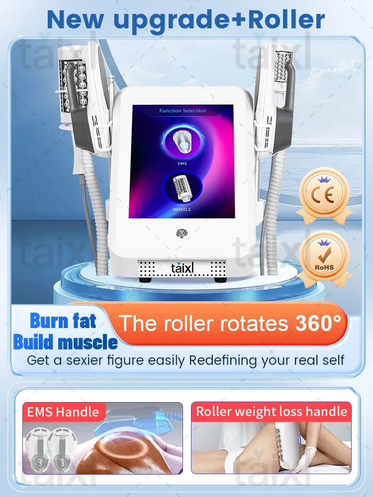 Body Shaping Muscle Relaxation 2 in 1 EMStaixl Fat 5D Massage Roller Electromagnetic Muscle Exercise Training for Salon