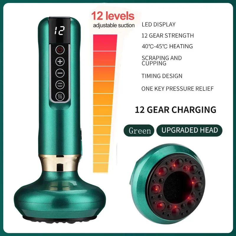 6/12 Levels Electric Body Back Massager Guasha Magnet Therapy Cupping Therapy Physiotherapy Anti Cellulite Hot Compress