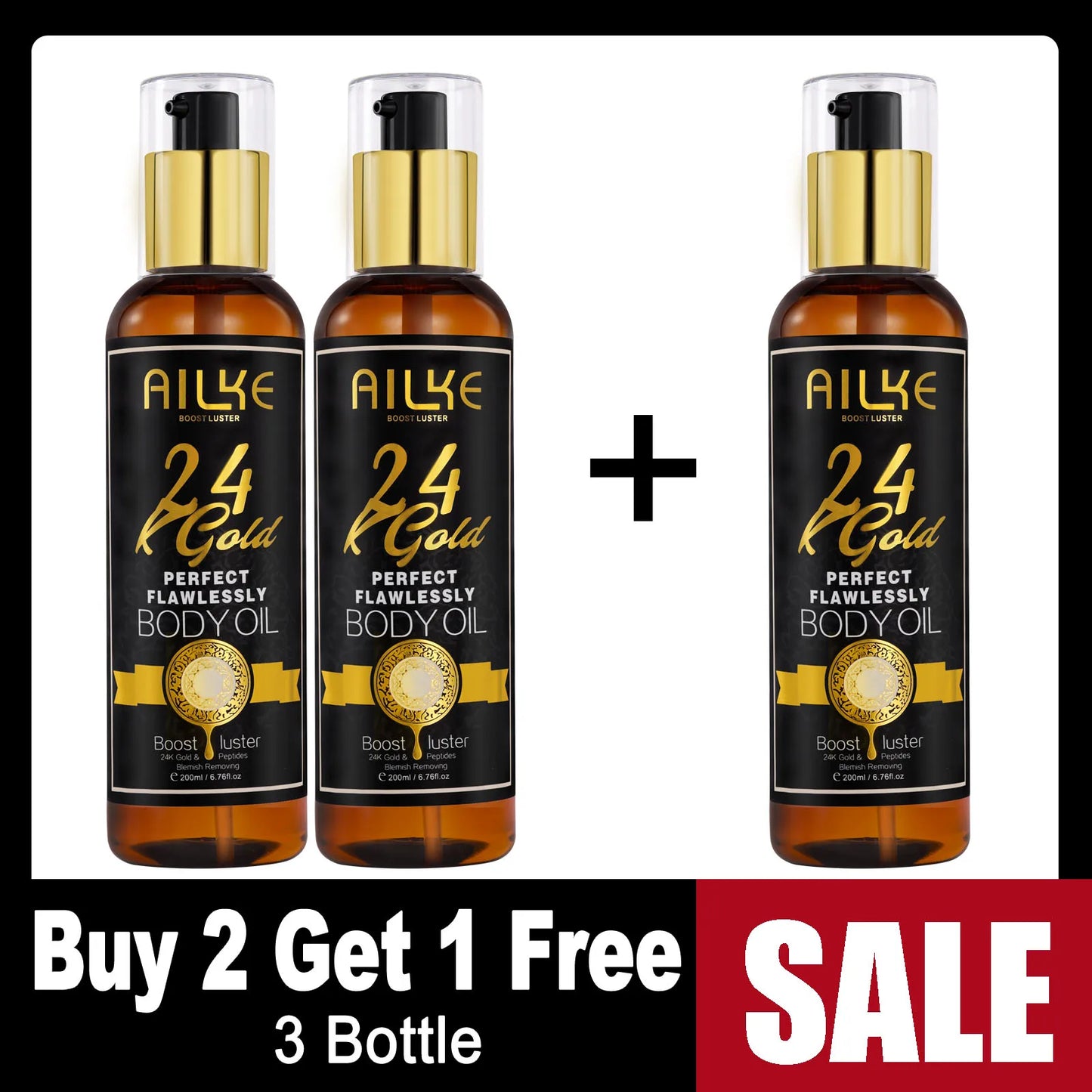 AILKE 24K Gold Perfect Flawlessly Whitening Set, Reduce Dark, Black Spots, Clean Skin, Moisturizing, Exfoliate, For Women, Men