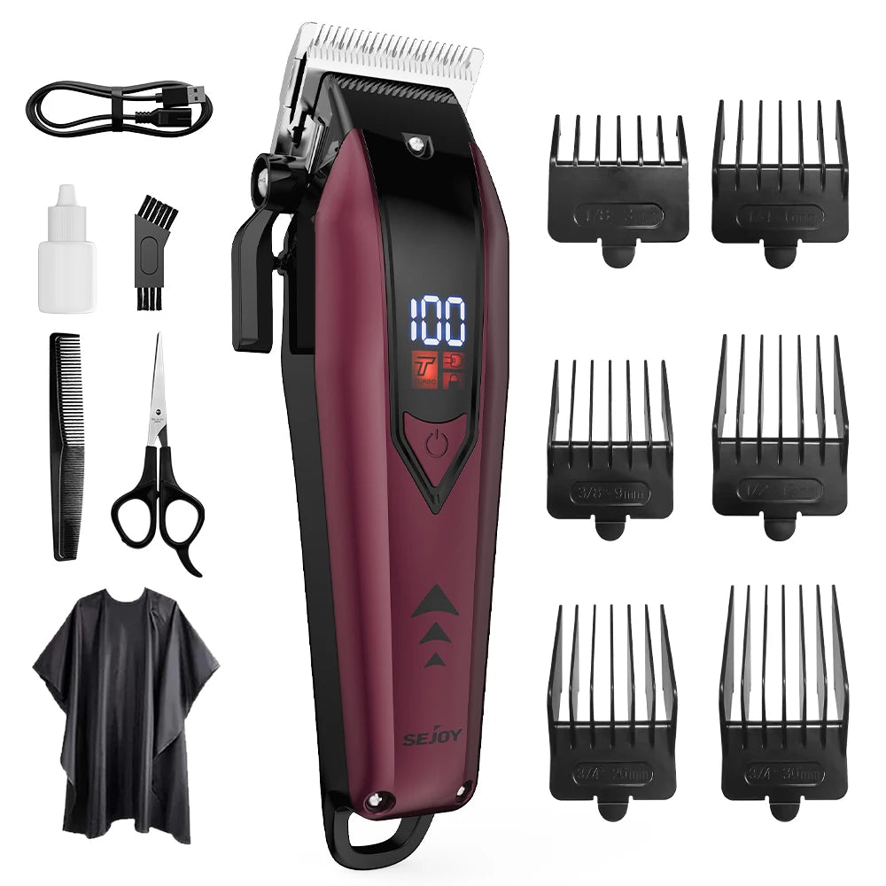 Sejoy Professional Hair Clipper Kit Adjustable Electric Shaver Hair Cutting Machine Rechargeable Cordless Trimmer F58