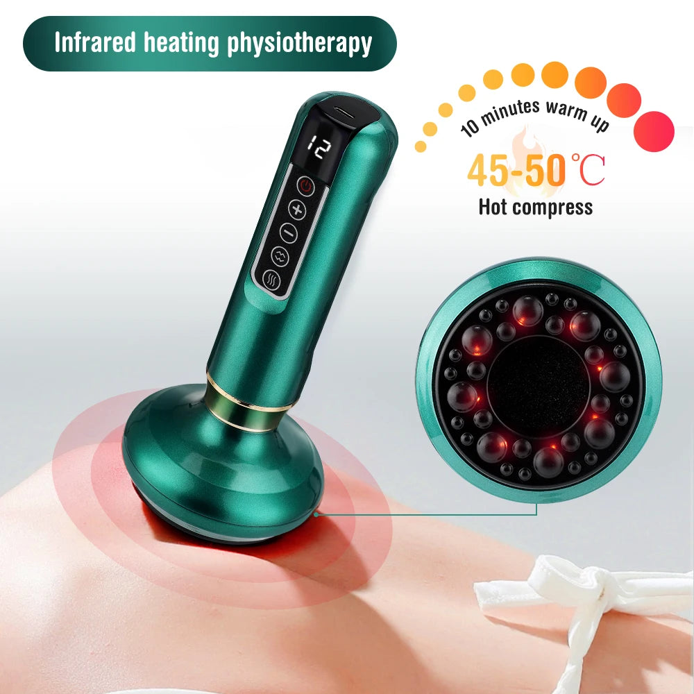 6/12 Levels Electric Body Back Massager Guasha Magnet Therapy Cupping Therapy Physiotherapy Anti Cellulite Hot Compress