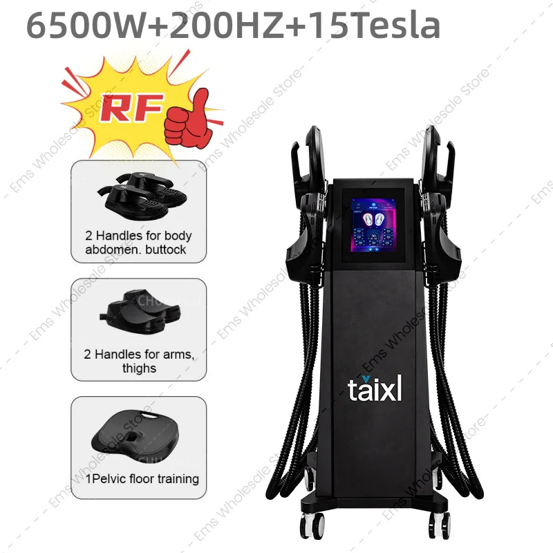 Ems body shaping machine new 15 Tesla high-power 6500w 4 handle pelvic stimulation pad optional