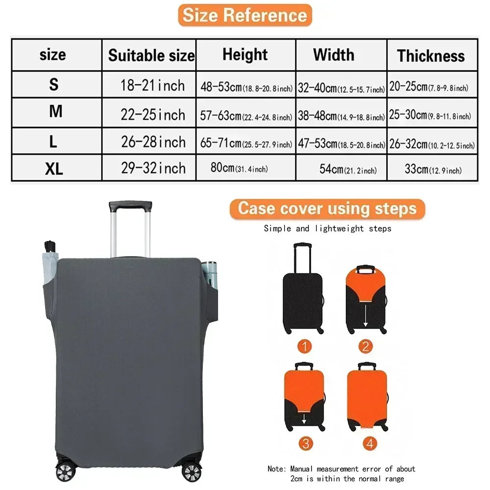 Protect Luggage Cover Travel Accessories Pocket Suitcase High Elasticity Item Storage Bag Flower Letter Scratch-Resistant Grey