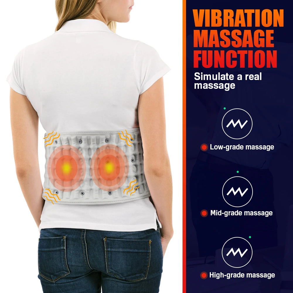 Back Heating Support Belt Airbag Heating Waist Brace Inflatable Vibration Massage Back Brace Belt Abdomen Warmer Lumbar Support