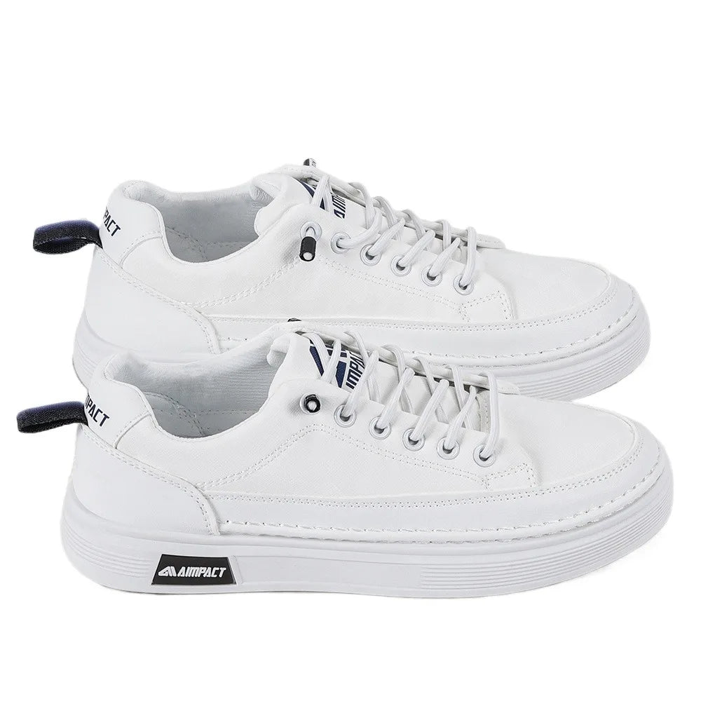 Beige Men's Punk Skate Shoes Leather and Canvas Breathable Elevated Platform Sneakers for Street Fashion and Casual Wear