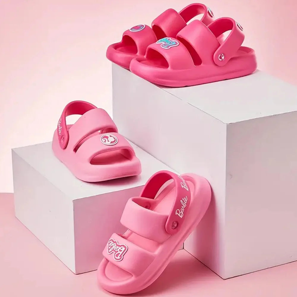 Miniso Barbie Eva Summer Women Fashion Cute Outdoor Non Slip One Shoe Two Ways To Wear It Slippers Indoor Soft Sole Sandal
