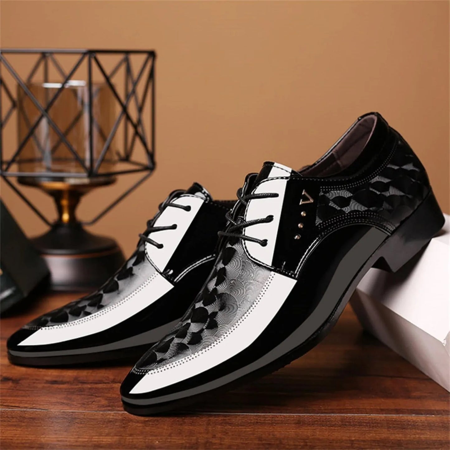 Men's Oxford Shoes Moire Pattern Formal Business Dress Shoes Lace Up Italy Modern Suit Tuxedo Shoes
