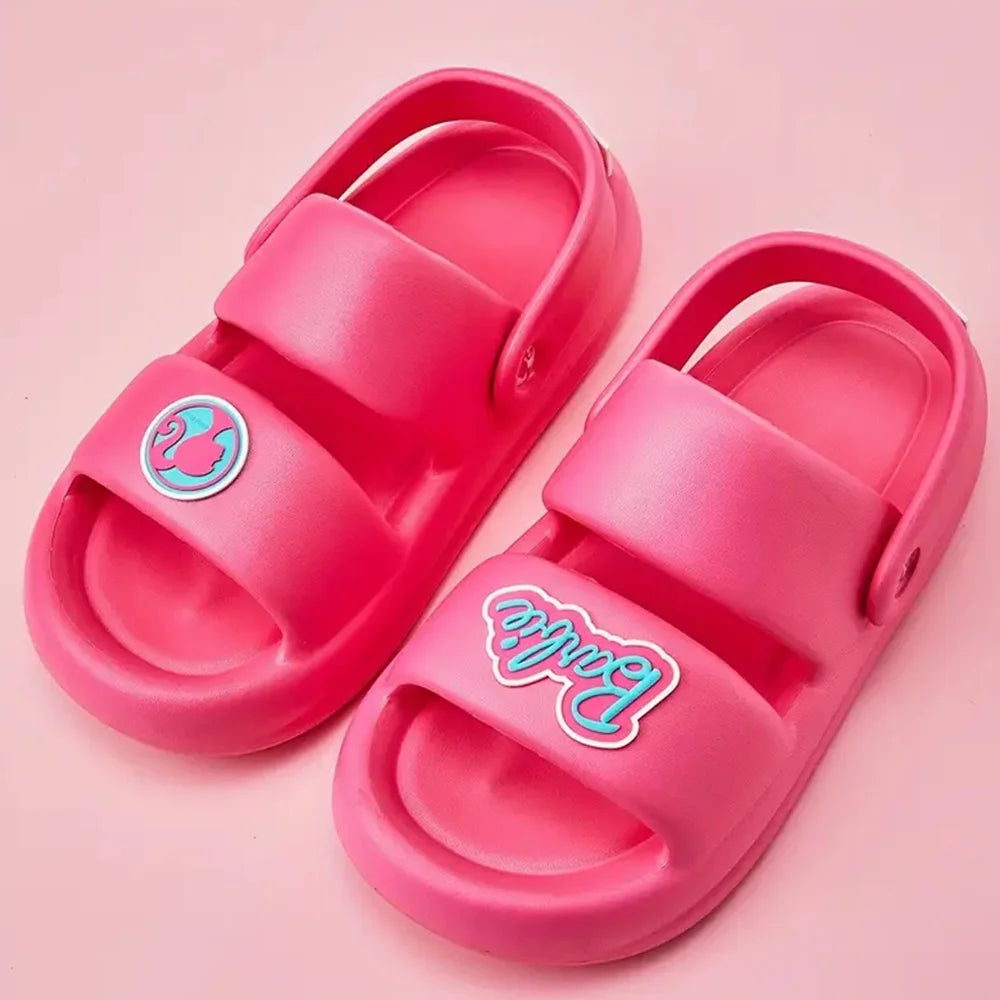 Miniso Barbie Eva Summer Women Fashion Cute Outdoor Non Slip One Shoe Two Ways To Wear It Slippers Indoor Soft Sole Sandal