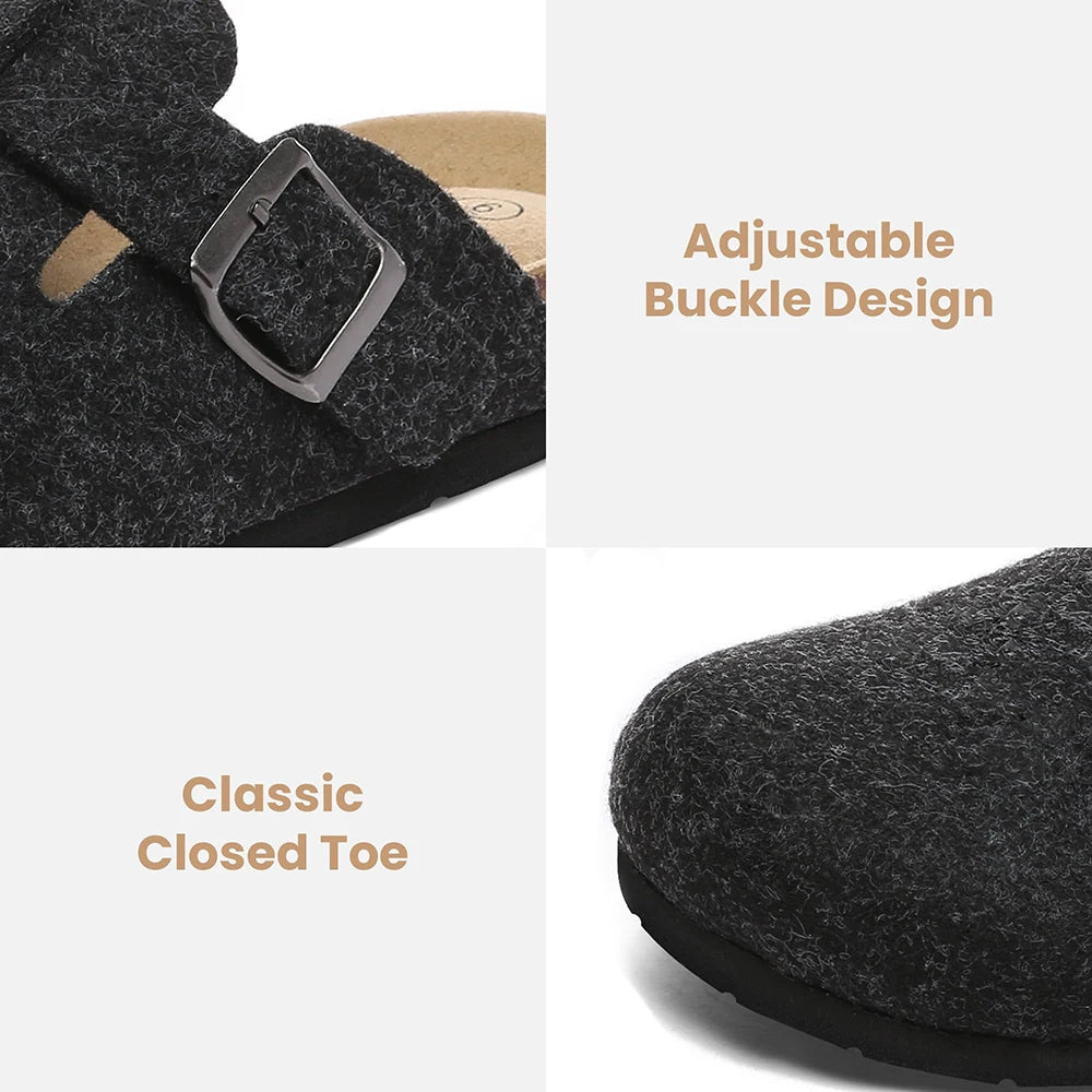 Women's Suede Clogs Shoes Adjustable Buckle Slip On Casual Fashion Footbed Home Clogs Flat Slippers New 2024