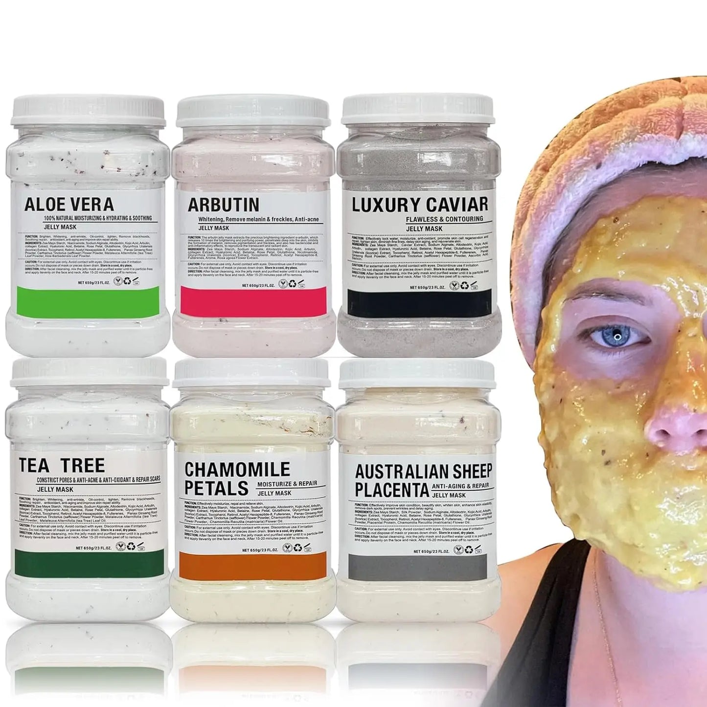 6PCS Jelly Mask Powder Wholesale 650G Professional Masks Beauty Salon Use Facial Skin Care Products