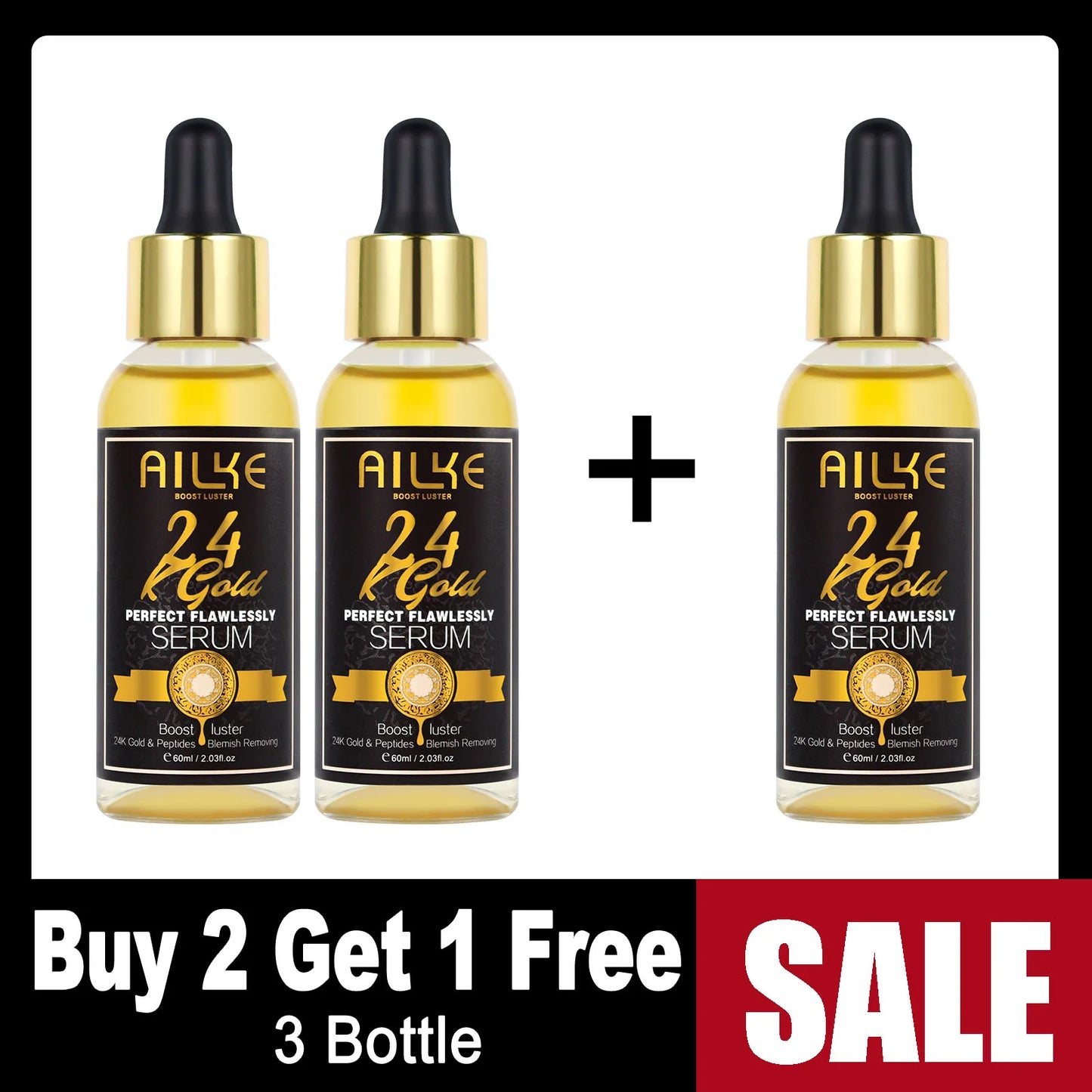 AILKE 24K Gold Perfect Flawlessly Whitening Set, Reduce Dark, Black Spots, Clean Skin, Moisturizing, Exfoliate, For Women, Men