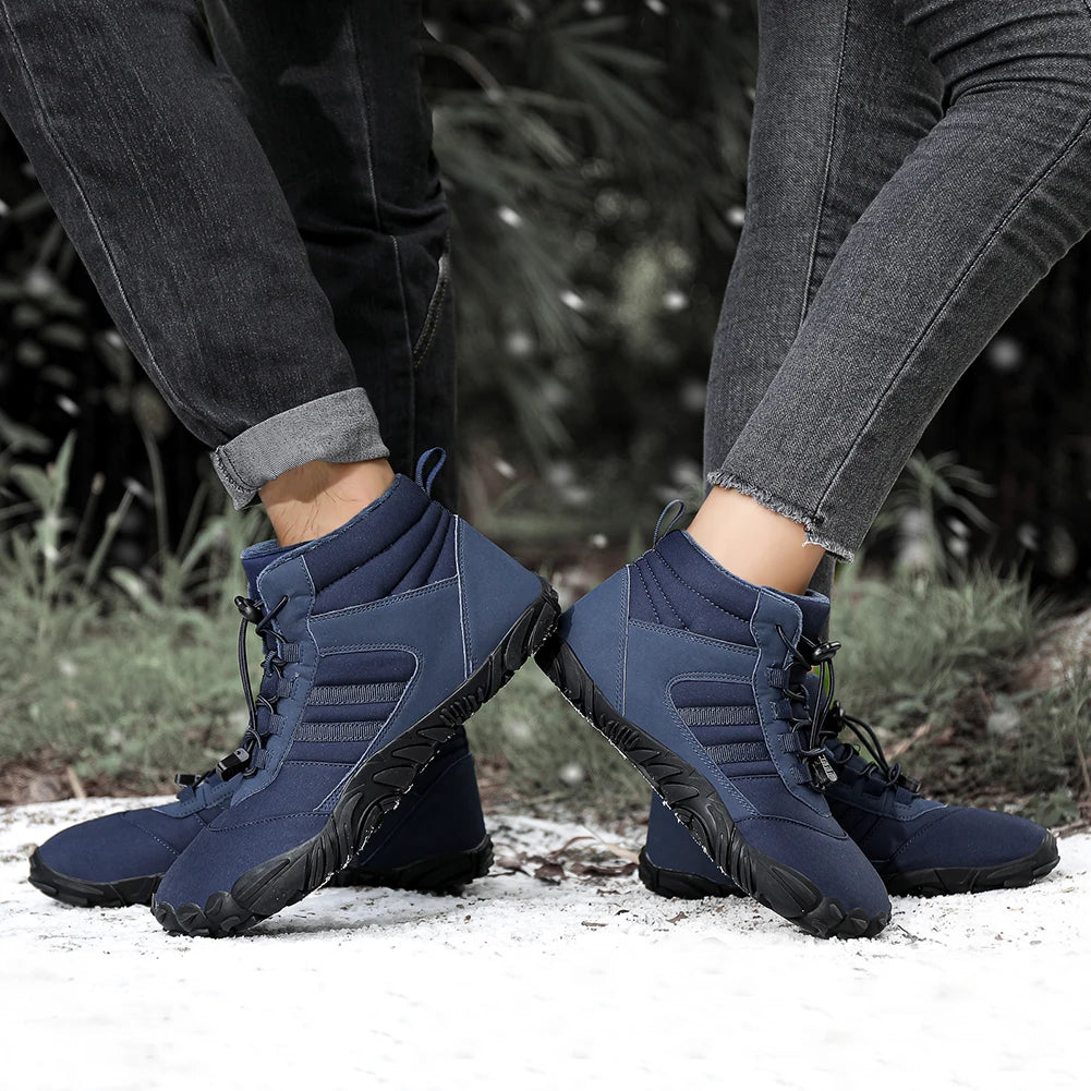 Unisex Casual Thickening Waterproof Warm Ankle Snow Boots Lightweight Lace Up Sporting Shoes for Autumn Winter