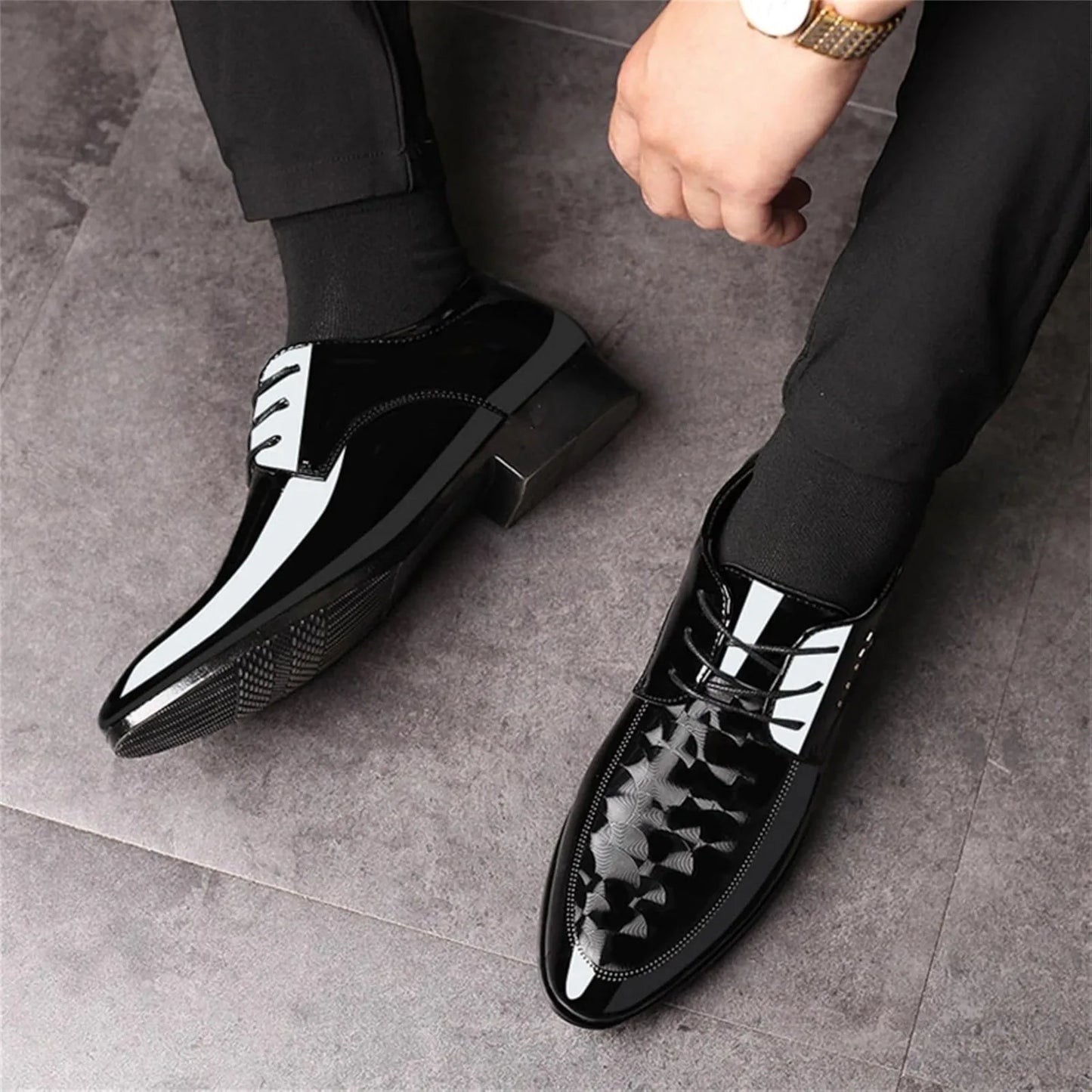 Men's Oxford Shoes Moire Pattern Formal Business Dress Shoes Lace Up Italy Modern Suit Tuxedo Shoes