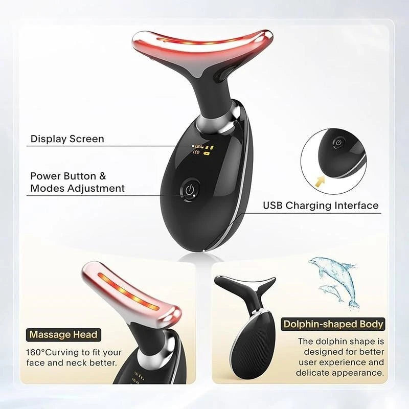 Vibrating Neck Device Beauty Gift Portable USB Charging Neck and Face Skin Massager Facial Massage Instrument Tool