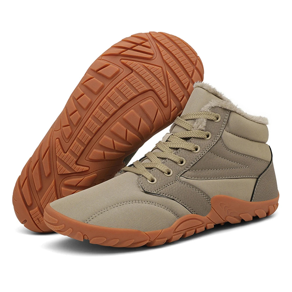 Winter Snow Boots Minimalist Running Sneakers Non Slip Casual Barefoot Shoes Waterproof High Top for Travel Climbing Hiking