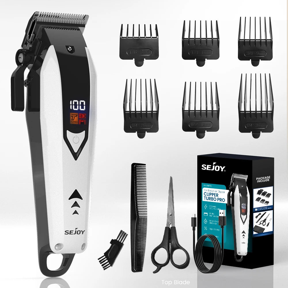 Sejoy Professional Hair Clipper Kit Adjustable Electric Shaver Hair Cutting Machine Rechargeable Cordless Trimmer F58