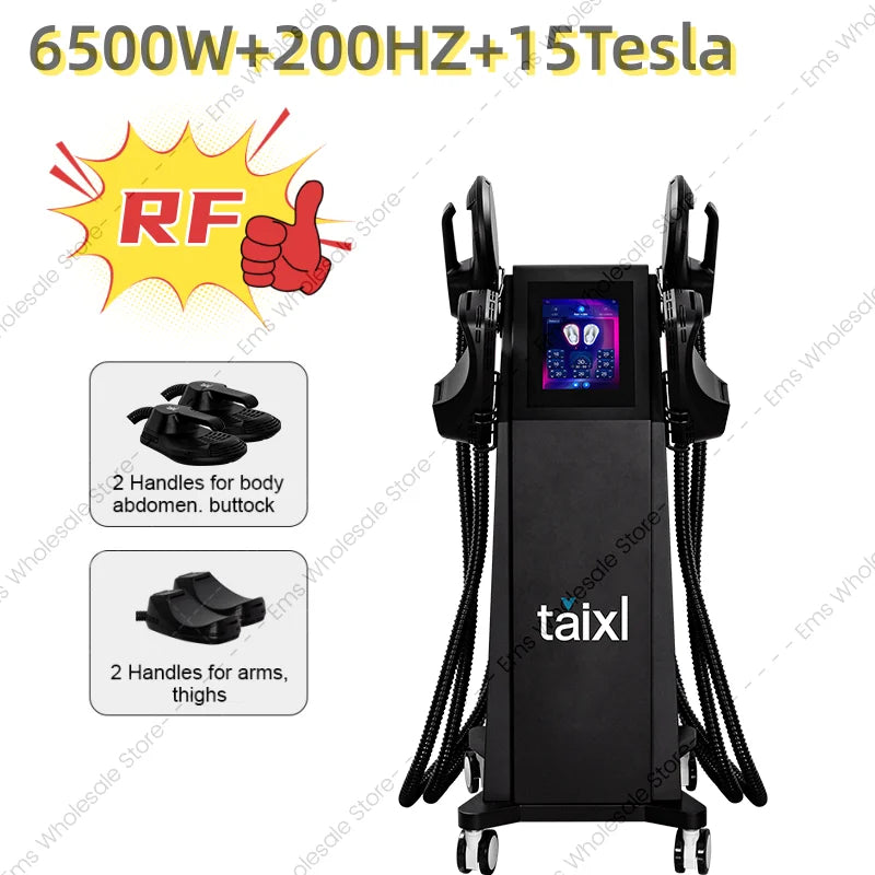 Ems body shaping machine new 15 Tesla high-power 6500w 4 handle pelvic stimulation pad optional