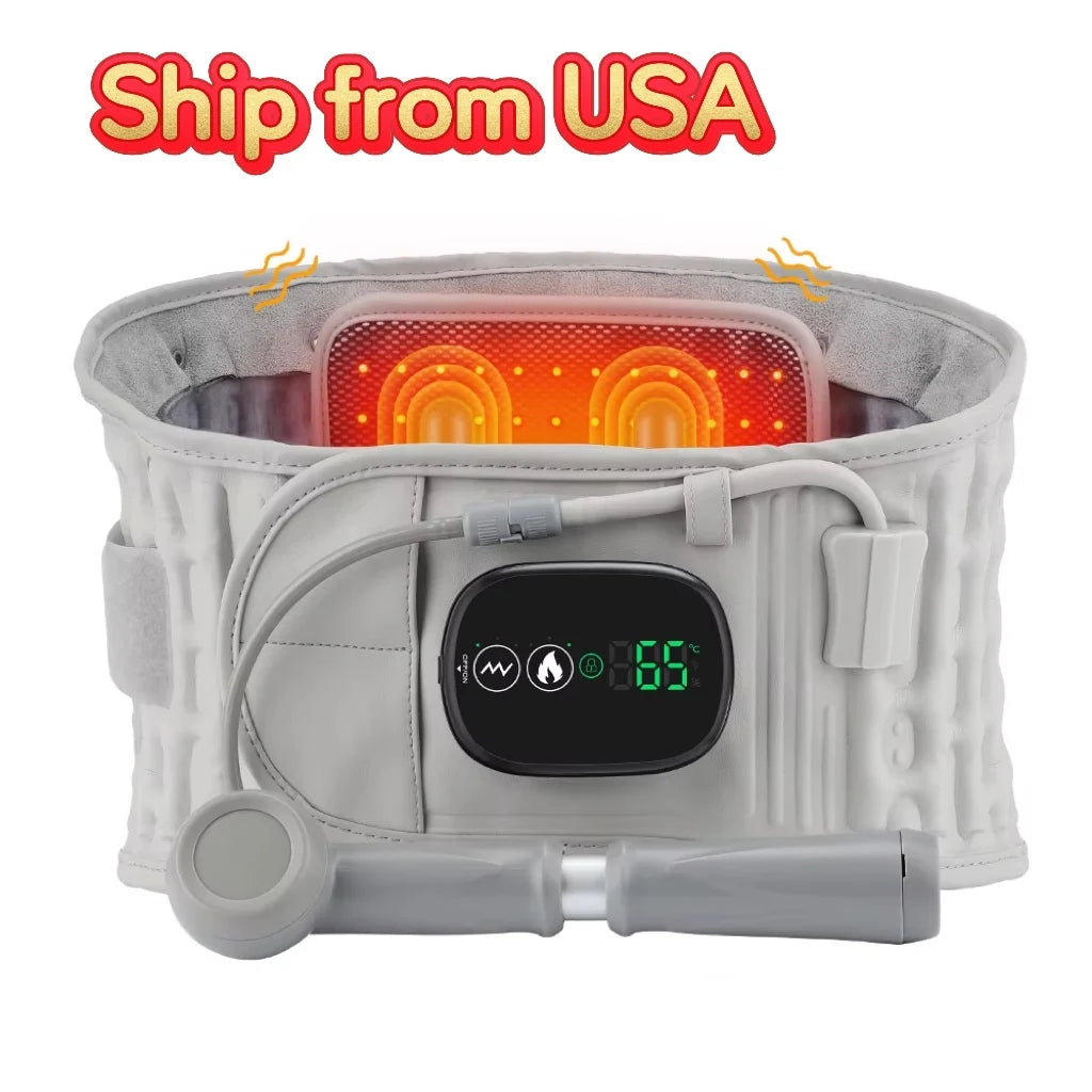 Heating Waist Vibration Massager LED Inflatable Airbag Belt with Air Pump Heated Back Protector Waist Muscle Relaxer Warmer