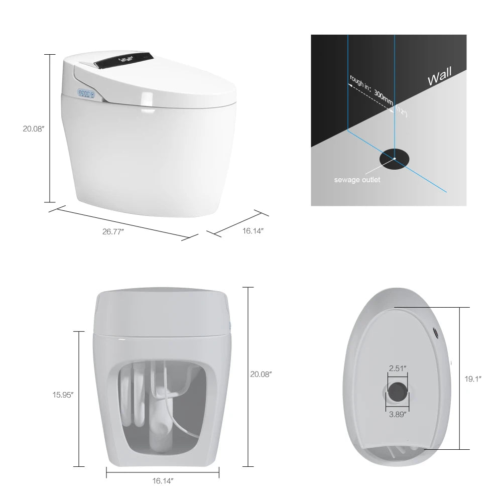 Smart Toilets with Heated Bidet Seat.Portable toilet with bidet built.Intelligent Toilet Auto Open/Close Seat. Bidet toilet