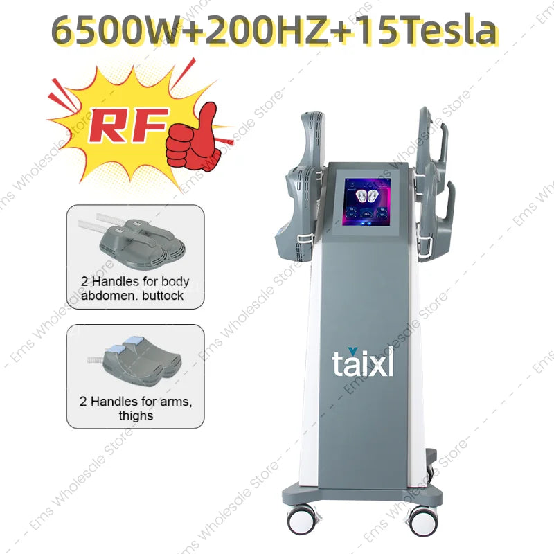 Ems body shaping machine new 15 Tesla high-power 6500w 4 handle pelvic stimulation pad optional