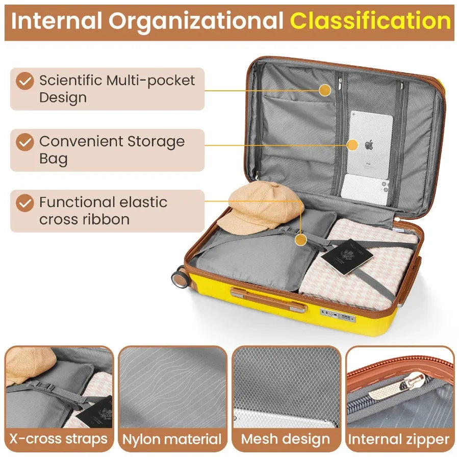 Luggage Sets 4 Piece 14 20 24 28 Expandable Lightweight Suitcase with 4 Double 360 Degrees Mute Spinner Wheels PP Materials Dur