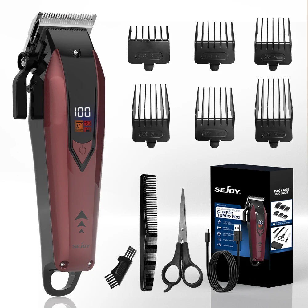 Sejoy Professional Hair Clipper Kit Adjustable Electric Shaver Hair Cutting Machine Rechargeable Cordless Trimmer F58