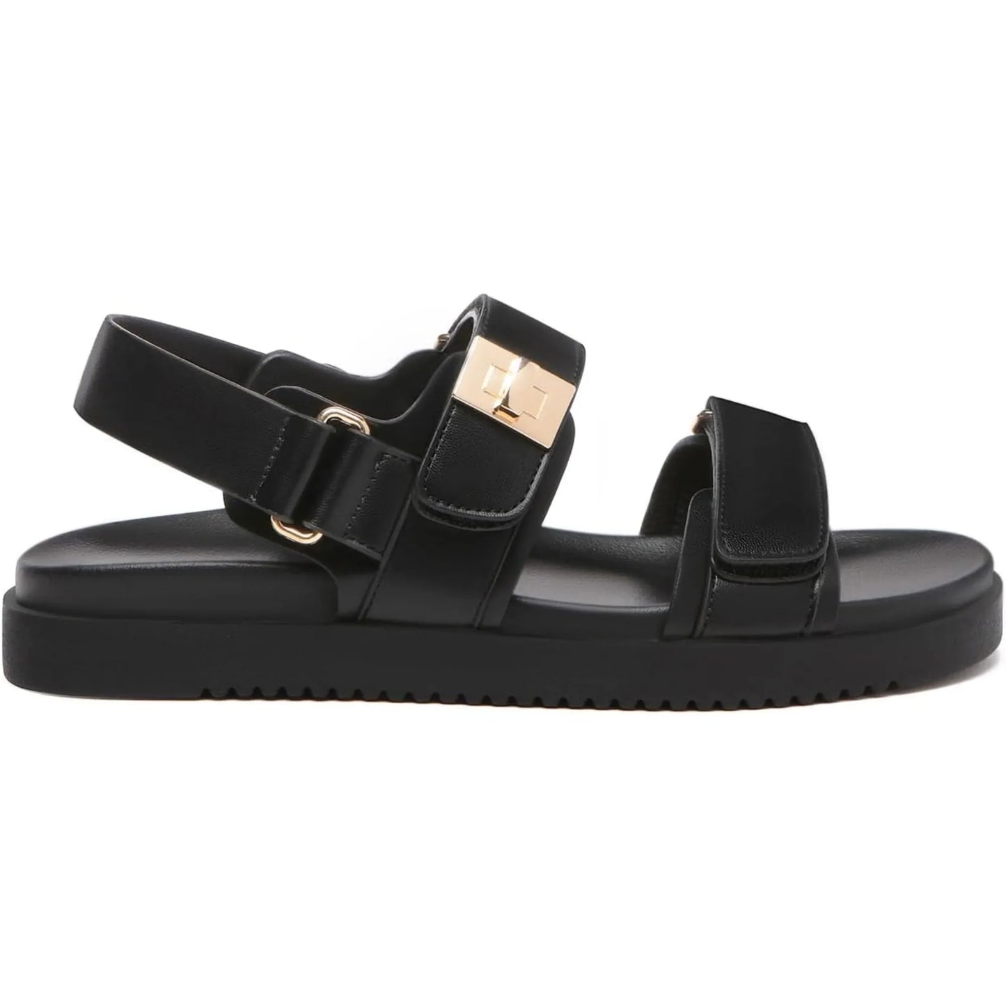 Women's Flat Sandals Comfort Adjustable Double Strap Slip on Leather Footbed Sandals shoes for women