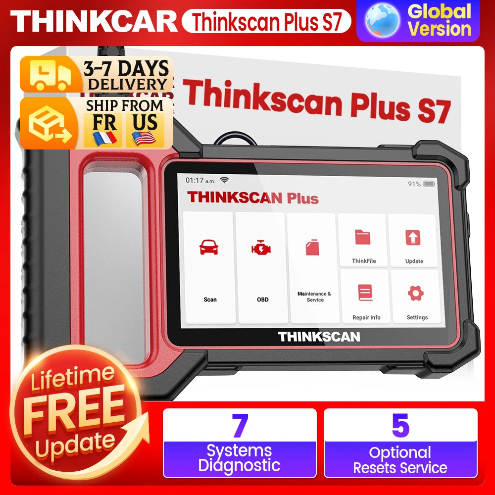 THINKCAR Thinkscan Plus S7 Obd2 Scanner Car Diagnostic Tools Automotivo Scanner Auto Diagnosis Tool DIY Code Reader 5 Reset Free