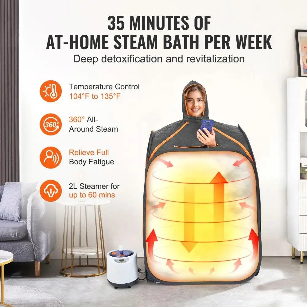 Portable Steam Sauna Tent 1200W Personal Weight Loss Detox Tent for Home Wellness Therapy
