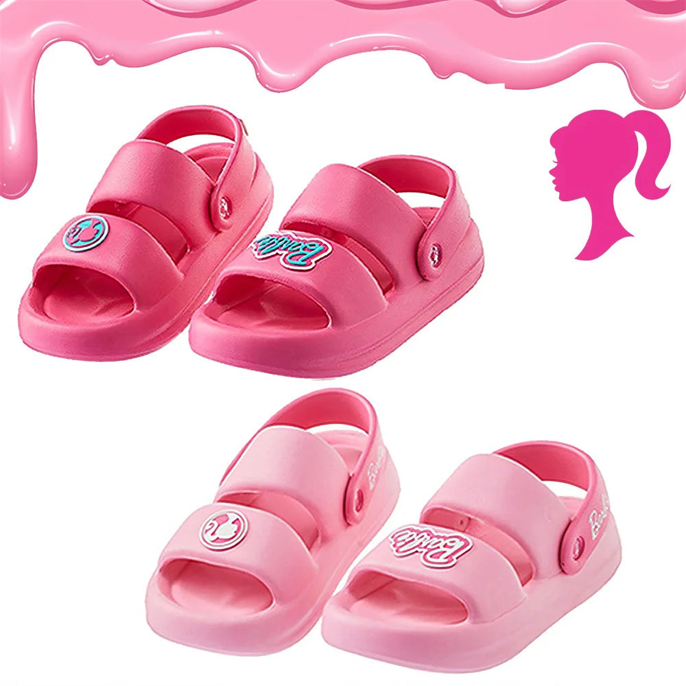 Miniso Barbie Eva Summer Women Fashion Cute Outdoor Non Slip One Shoe Two Ways To Wear It Slippers Indoor Soft Sole Sandal
