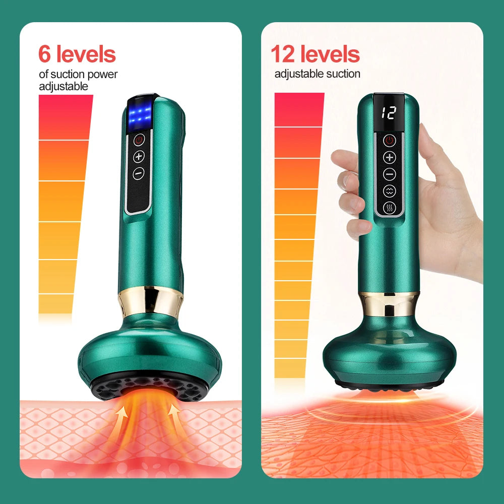 6/12 Levels Electric Body Back Massager Guasha Magnet Therapy Cupping Therapy Physiotherapy Anti Cellulite Hot Compress