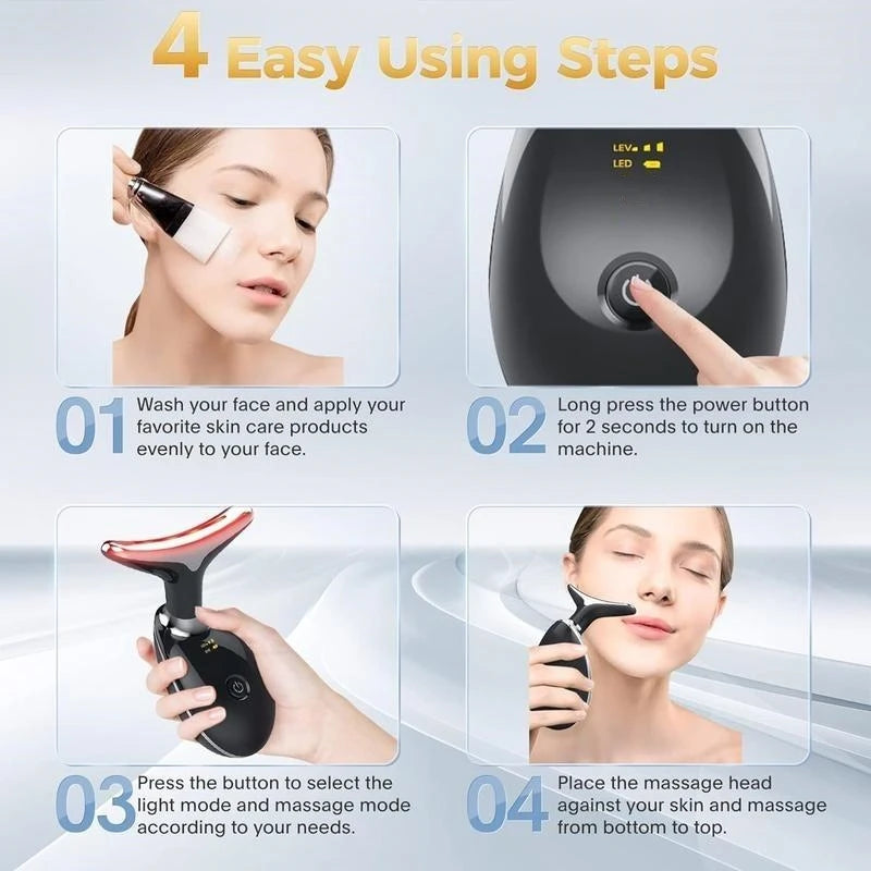 Vibrating Neck Device Beauty Gift Portable USB Charging Neck and Face Skin Massager Facial Massage Instrument Tool