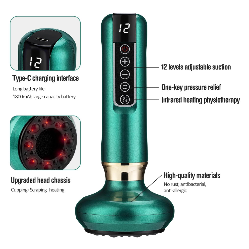 6/12 Levels Electric Body Back Massager Guasha Magnet Therapy Cupping Therapy Physiotherapy Anti Cellulite Hot Compress