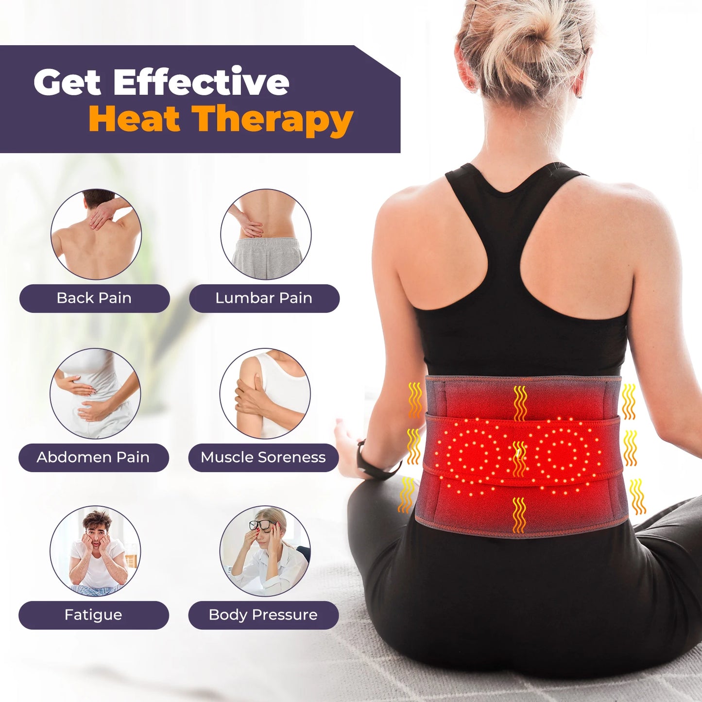 Electric Heating Waist Massager Support Belt Vibration Hot Compress Brace Belt Lumbar Decompression Brace Back Support Warmer
