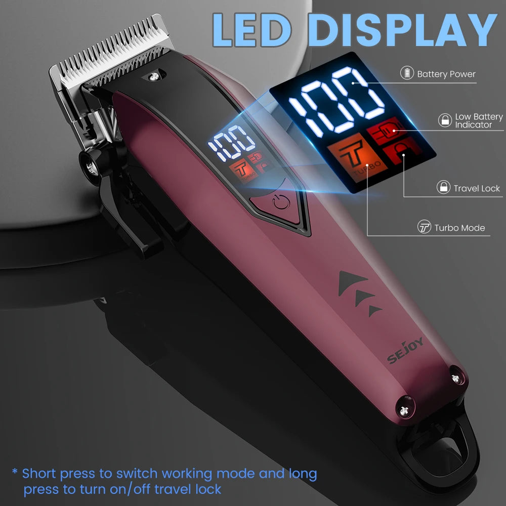 Sejoy Professional Hair Clipper Kit Adjustable Electric Shaver Hair Cutting Machine Rechargeable Cordless Trimmer F58