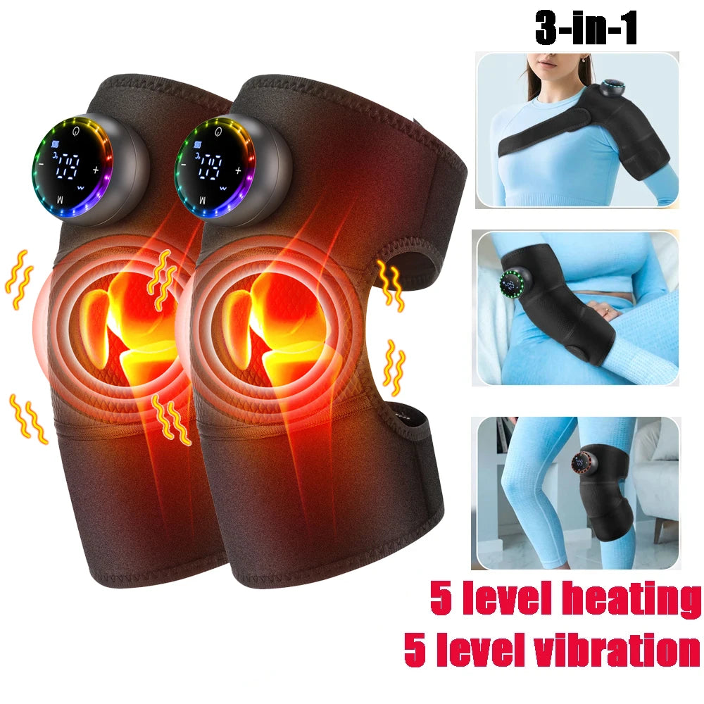 Knee Protection for Joint Shoulder Elbow Massager Vibrador 3-in-1 Knee Pads Heated Knee Muscle Relaxation Massage Belt Wireless