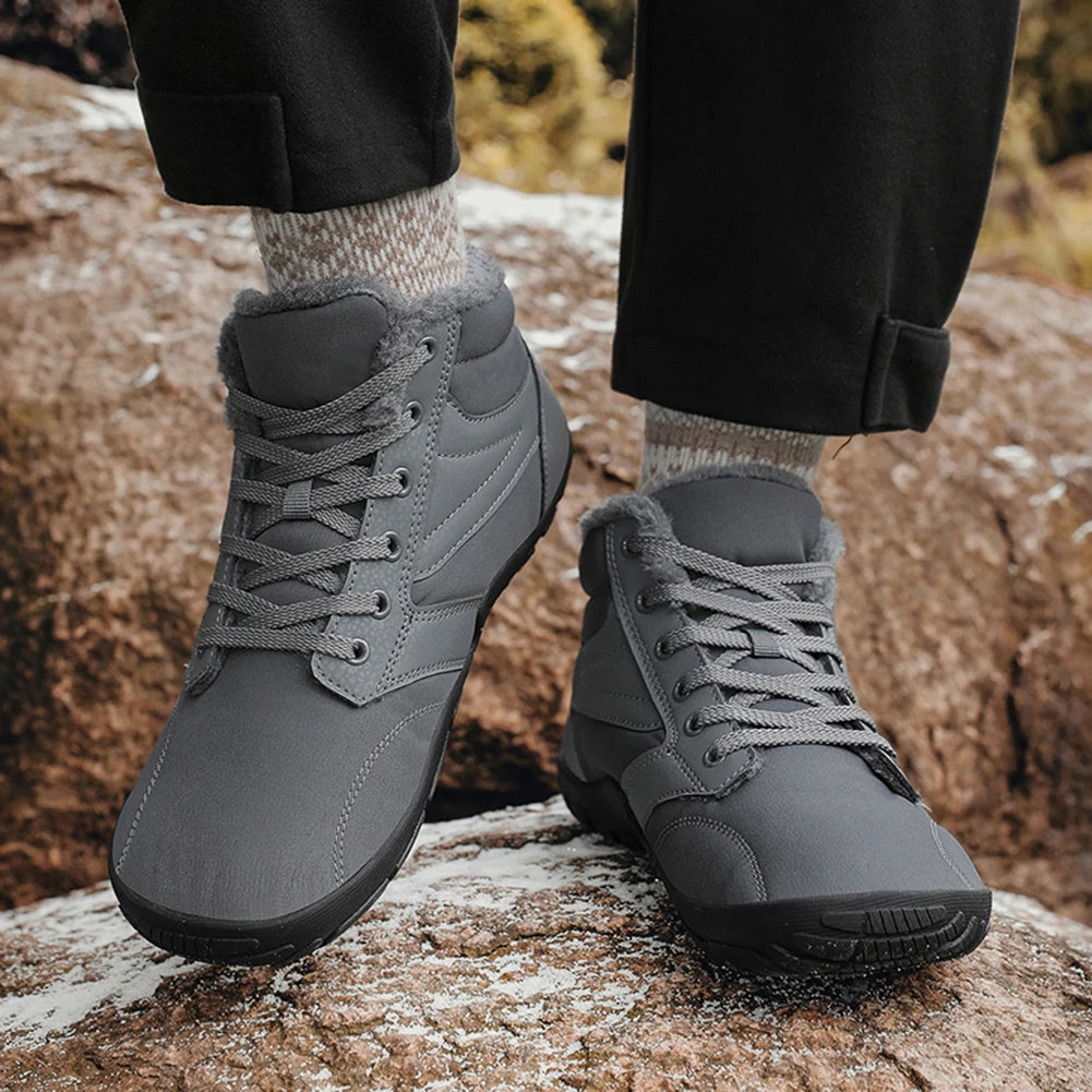 Winter Snow Boots Minimalist Running Sneakers Non Slip Casual Barefoot Shoes Waterproof High Top for Travel Climbing Hiking