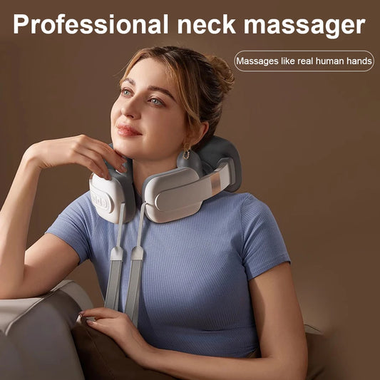 2025 Upgraded Wireless Neck and Shoulder Massager with Multiple Gears Hot Compress Function Simulated Finger Kneading Deep Relaxation for Trapezius Muscles Soreness Relief for Waist Arms and Legs