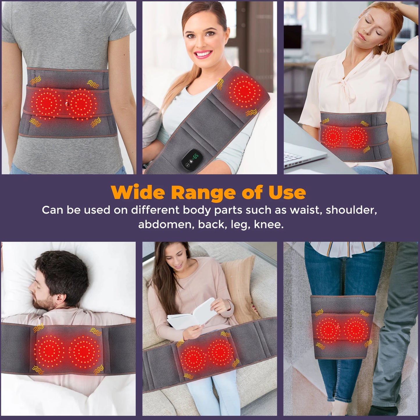 Electric Heating Waist Massager Support Belt Vibration Hot Compress Brace Belt Lumbar Decompression Brace Back Support Warmer