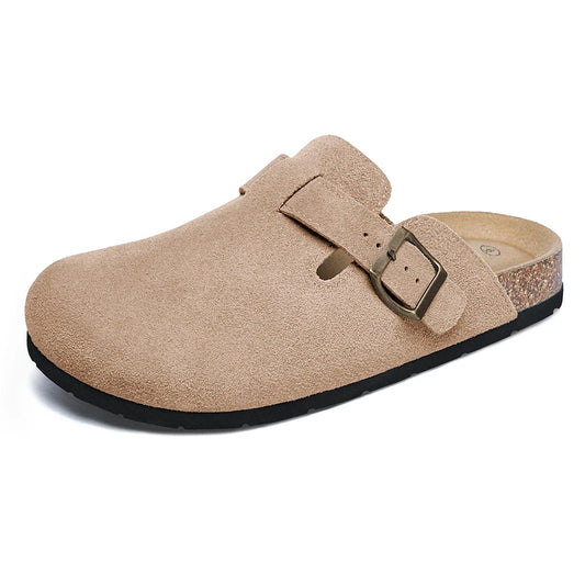Women's Suede Clogs Shoes Adjustable Buckle Slip On Casual Fashion Footbed Home Clogs Flat Slippers New 2024