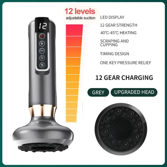 6/12 Levels Electric Body Back Massager Guasha Magnet Therapy Cupping Therapy Physiotherapy Anti Cellulite Hot Compress