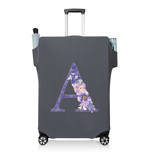 Protect Luggage Cover Travel  Accessories Pocket Suitcase High Elasticity Item Storage Bag Flower Letter Scratch-Resistant Grey