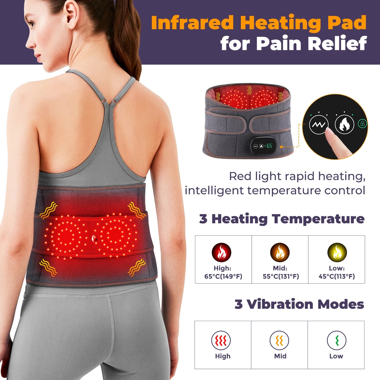 Electric Heating Waist Massager Support Belt Vibration Hot Compress Brace Belt Lumbar Decompression Brace Back Support Warmer